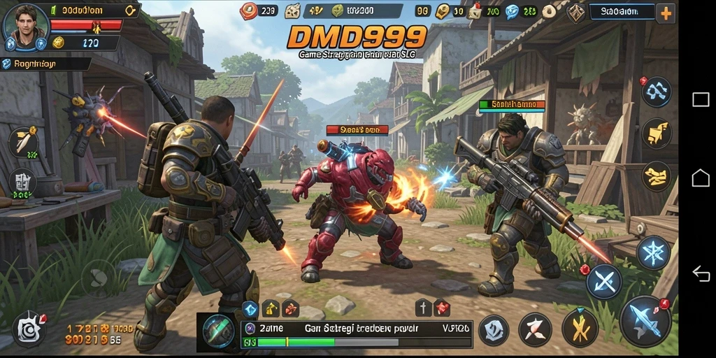 Screenshot menampilkan aksi pertempuran mendebarkan di DMD999.