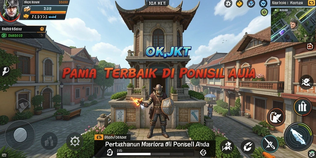 Tangkapan layar utama OKJKT menunjukkan pertempuran Tower Defense yang intens.