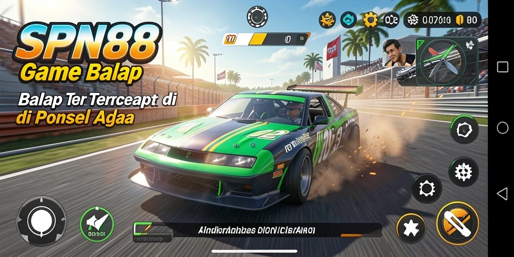 Screenshot gameplay SPN88 yang menampilkan aksi balapan seru.