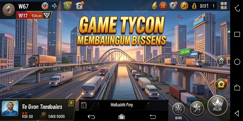 Screenshot utama W67 menampilkan gameplay Tycoon yang seru.